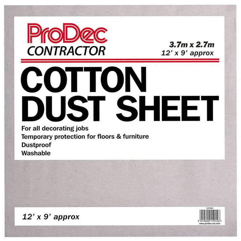 Contractor 12' x 9' Cotton Dust Sheet - n/a - Prodec