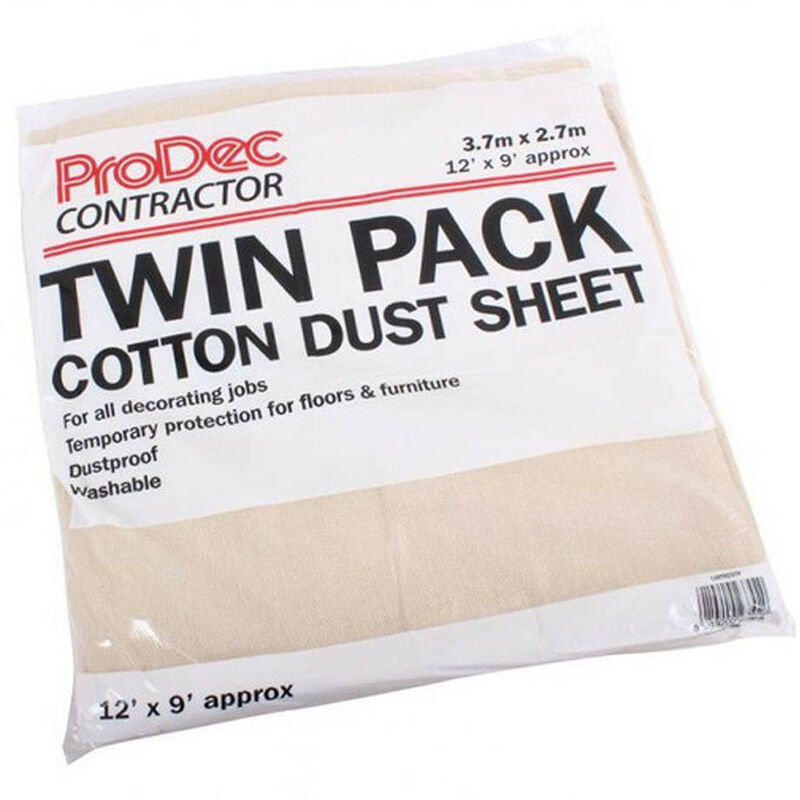 Prodec - Contractor 12' x 9' Cotton Dust Sheets - Pack 2 - n/a