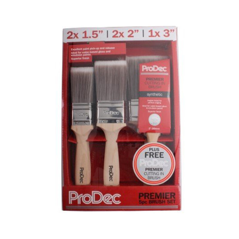 ProDec 6 Piece Premier Synthetic Brush Set Including Free Woodwork Brush