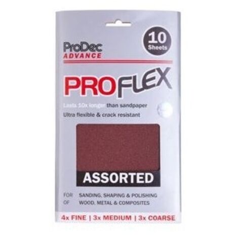 ProDec ProFlex Assorted Sandpaper - 10 Sheets Half Size (230mm x 140mm)