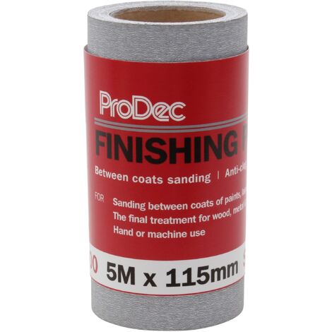 ProDec Rotolo di carta abrasiva da 5 m, grana 400, per levigatura tra strati e levigatrici automobilistiche, larghezza 115 mm, compatibile con levigatrici e levigatrici a mano