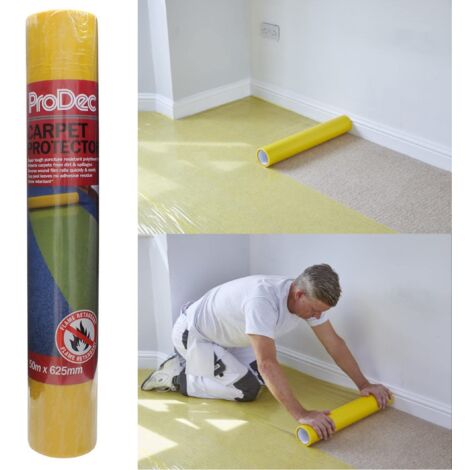ProDec Rotolo di protezione per moquette, 50 m, resistente, autoadesivo, in plastica, completamente impermeabile, resistente, per tappeti, protezione per pavimenti in plastica trasparente