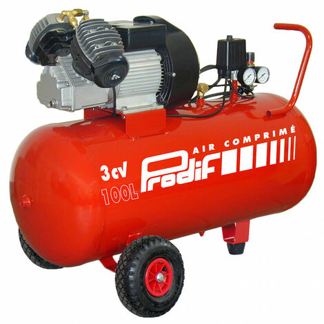 Prodif – Compresseur coaxial 100L 3CV V204710 – Moteur à entraînement direct – Pression 8 bars – Débit d'air 400L/min – Compatible outils pneumatiques