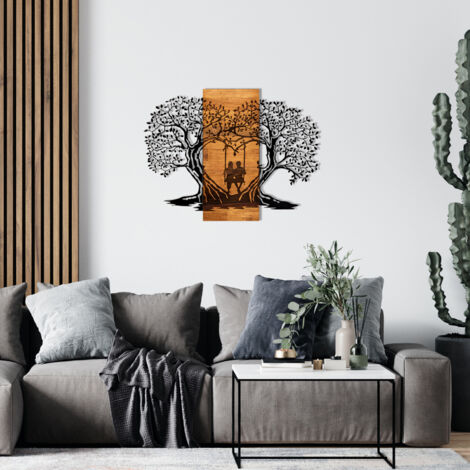 Prodotto in metallo, nero e noce, 76 × 58 cm, design moderno