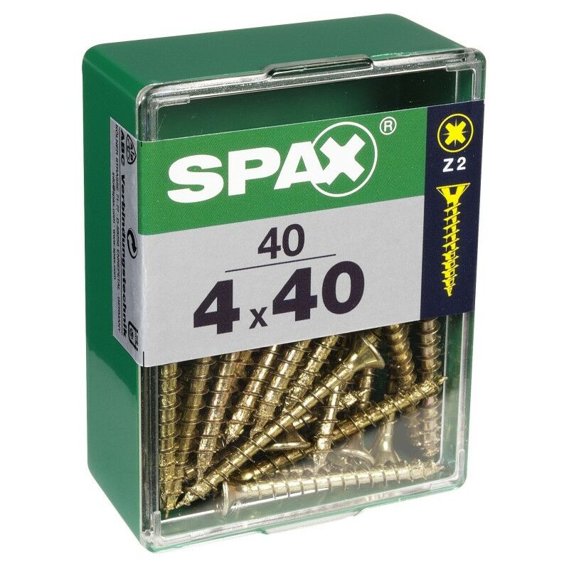 

Box 40 Avellanados Tornillos De Acero De Cabeza Pozidriv Diam.4 Mm X Mm L.40 - Spax