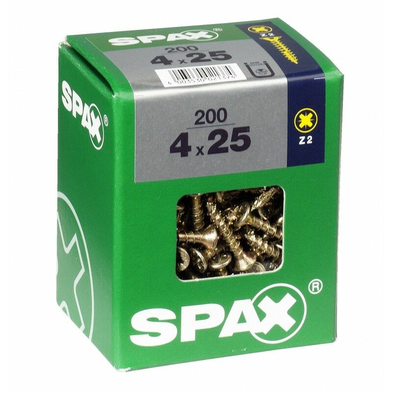 

Box 200 Tornillos Avellanados De Acero Pozidriv Cabeza, Diam.4 Mm X Mm L.25 - Spax