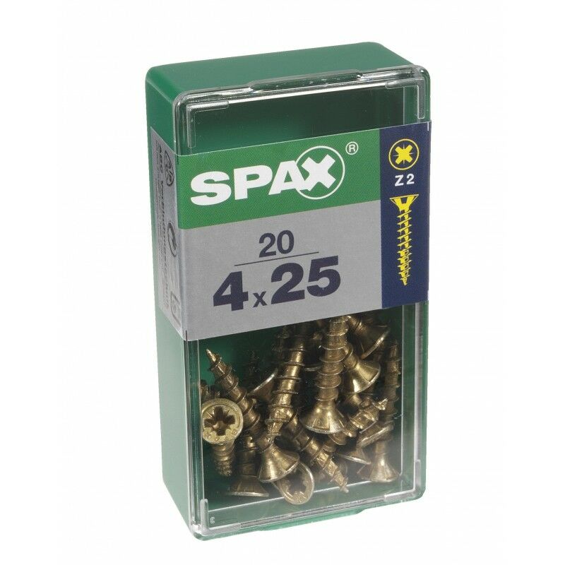 

Conjunto De 20 Tornillos De Acero De Cabeza Plana Pozidriv Diam.4 Mm X Mm L.25 - Spax