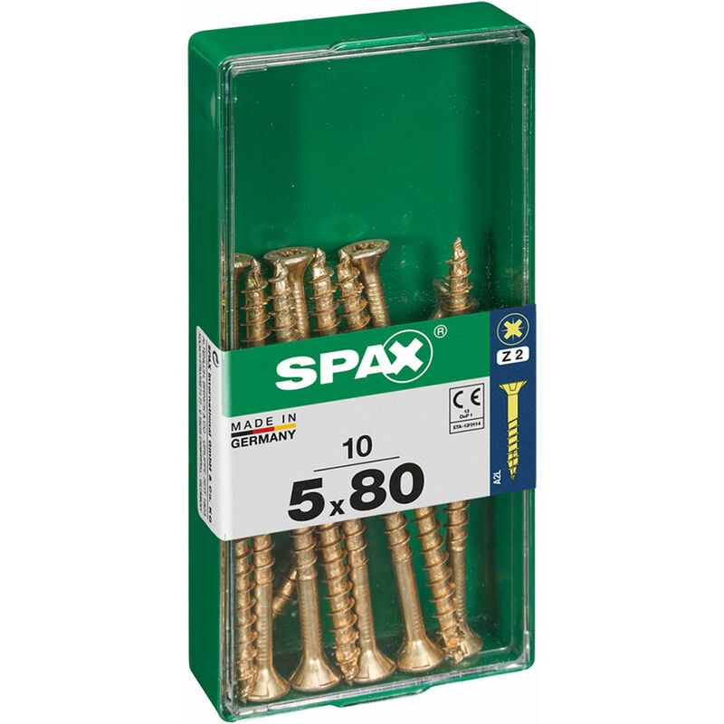 Image of Spax - Scatola 10 pezzi vite per legno testa piatta yellox 5,0x80mm