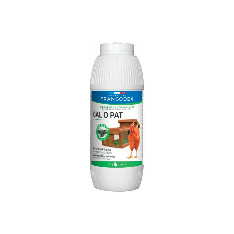 

Producto contra la sarna, botella de polvo gal o pat 500G. para aves de corral