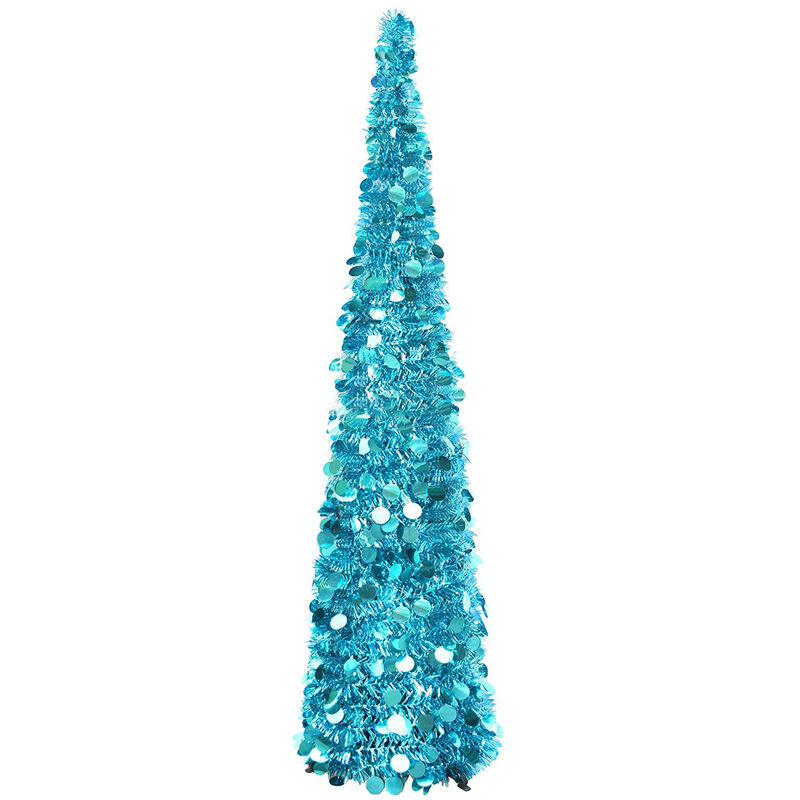 

Happyshopping - Producto de decoracion navidena arbol ornamental de Navidad plegable plegable 1,5 metros con soporte arbol de lapiz de lentejuelas