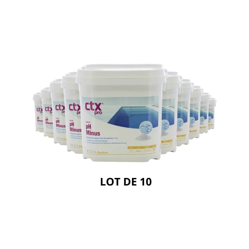 Produit d'entretien piscine CTX 10 - pH Minus - Granulés - 5 Kg - 10x5kg de CTX