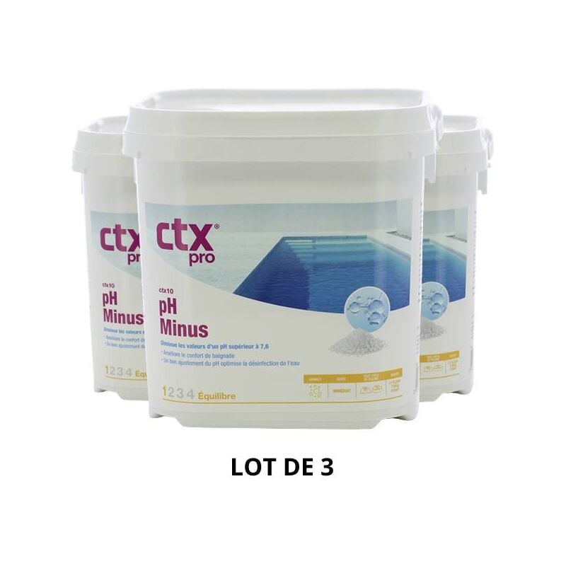 Produit d'entretien piscine CTX 10 - pH Minus - Granulés - 5 Kg - 3x5kg de CTX