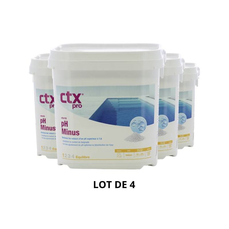 Produit d'entretien piscine CTX 10 - pH Minus - Granulés - 5 Kg - 4x5kg de CTX