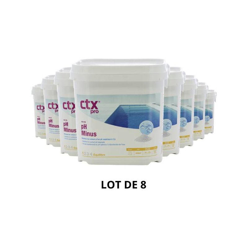 Produit d'entretien piscine CTX 10 - pH Minus - Granulés - 5 Kg - 8x5kg de CTX