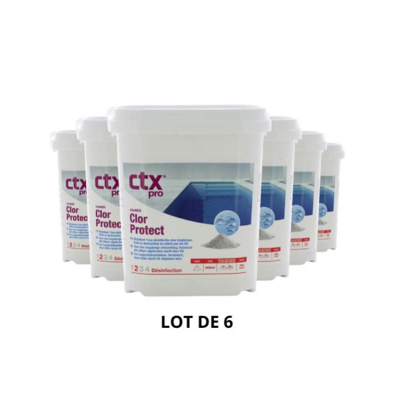 Produit d'entretien piscine CTX 400 - Chlorprotect stabilisant - 4,5 Kg - 6x4,5 kg de CTX