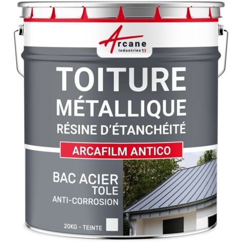 Produit d'étanchéité, toiture métallique, bac acier, peinture tôle, bardage, rouille, résistant à la corrosion et aux intempéries : Arcafilm antico - 20 kg Blanc - ARCANE INDUSTRIES