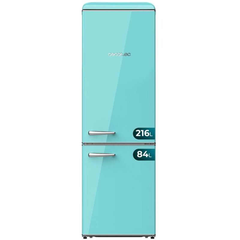 Cecotec - produit d'occasion] Retro Combi Refrigerator 300 l Bolero CoolMarket Combi Origin 300 Green e, E-Class, led intérieur, Crisper Box, de