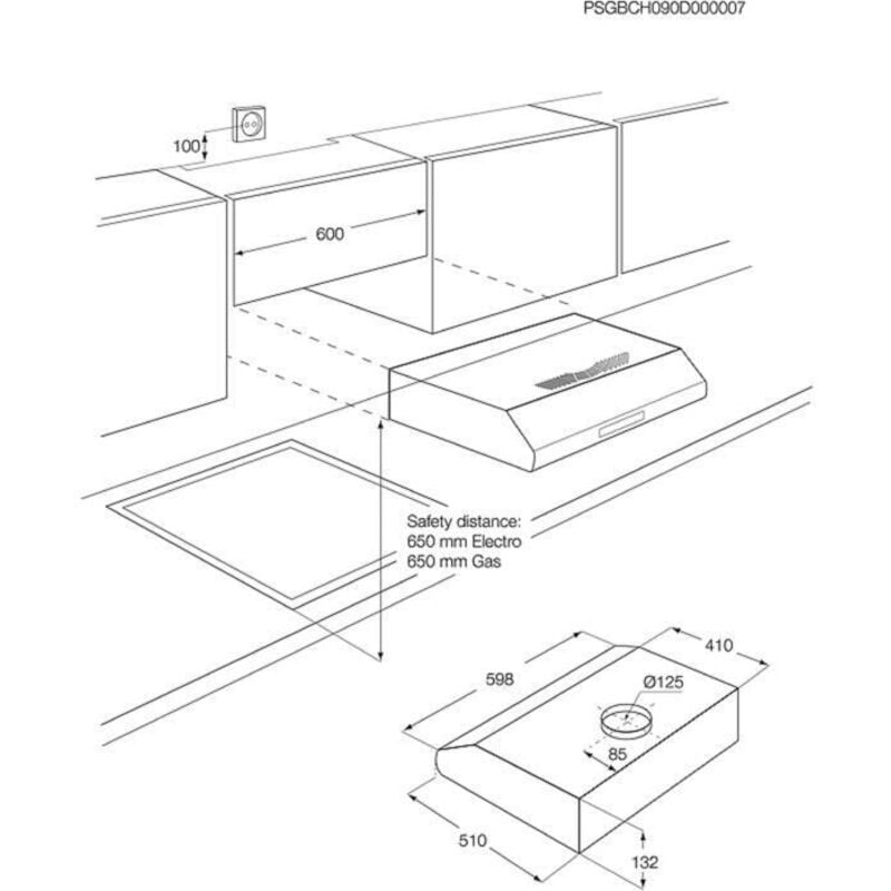 Electrolux Electroluxhotte De Cuisine Murale Lfu216X (271 M3/H 598 Mm Couleur Acier)