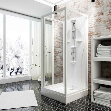 [PRODUIT D'OCCASION] [JAMAIS UTILISÉ] Cabine de douche intégrale, verre de sécurité 5 mm, Cabine de douche complète, blanc alpin, Schulte, Juist, 90 x 90 x 210 cm