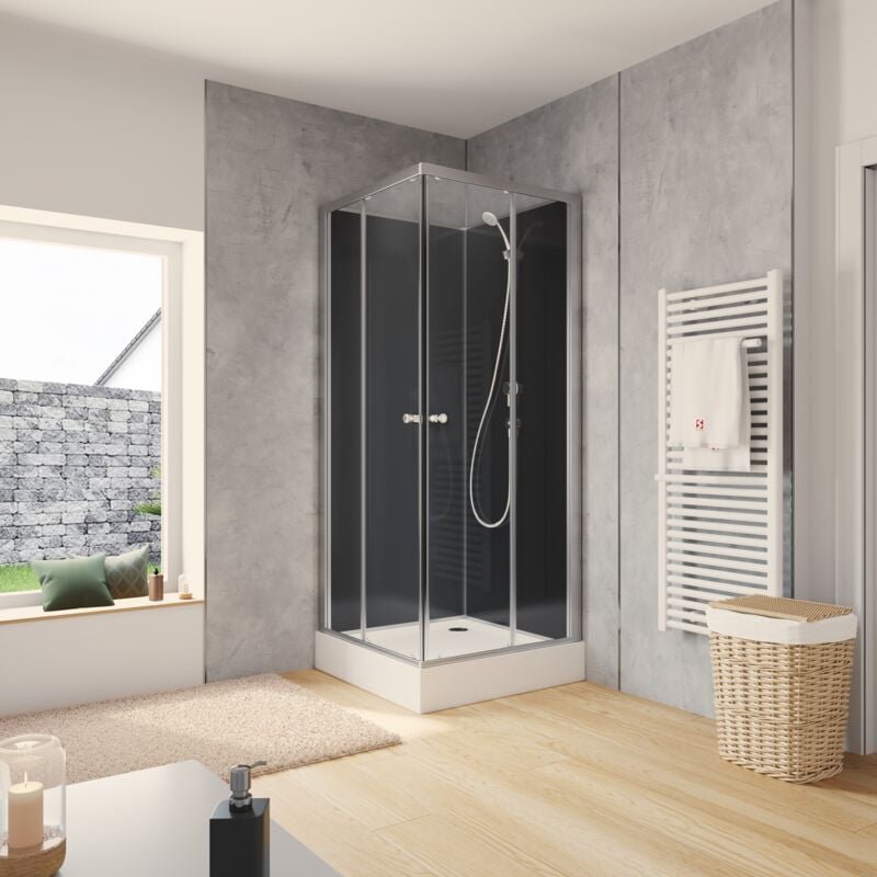 Schulte - produit d'occasion] [occasion] Cabine de douche intégrale 80 x 80 x 195 cm, cabine de douche complète avec portes coulissantes, parois