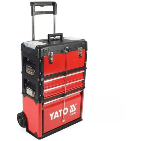[PRODUIT D'OCCASION] Yato – Coffret d'outils modulaires sur roues 3 modules – 4 tiroirs métal – Capacité 45 kg – Dimensions 410x210x280mm – Pour chantiers humides