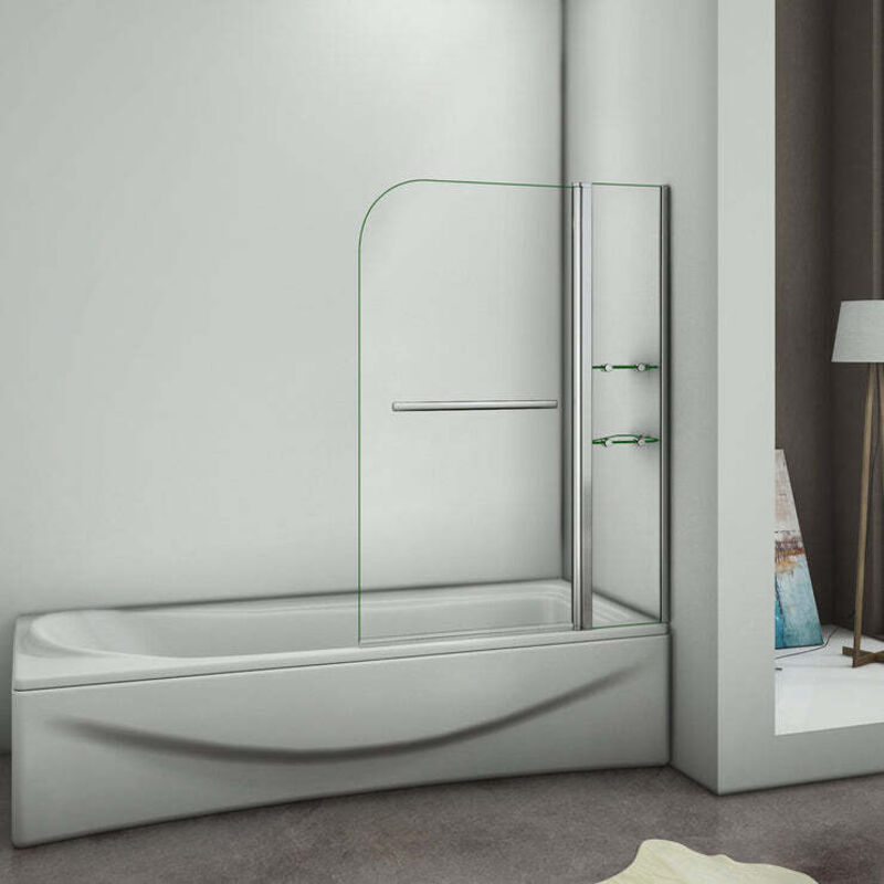 [PRODUIT D'OCCASION]Pare baignoire 100x140cm paroi de douche pivotante à 240 degré securit avec porte-serviette