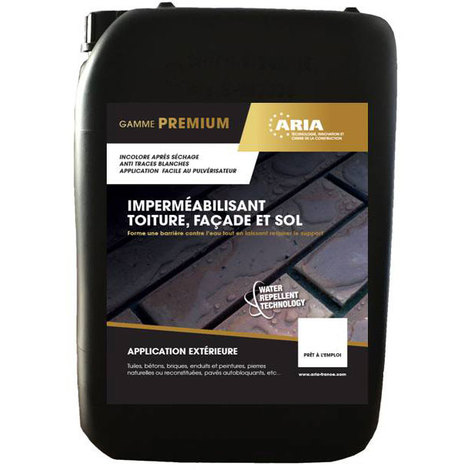 Produit hydrofuge pour imperméabiliser toitures, façades et sols : Aria Hydrolane incolore (5L et 20L)