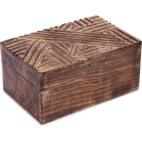 [PRODUIT RECONDITIONNE] Ajuny Boîte à bijoux en bois sculpté finition artisanale