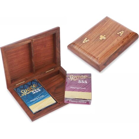 [PRODUIT RECONDITIONNE] Ajuny Boîte en bois double pont pour cartes à jouer