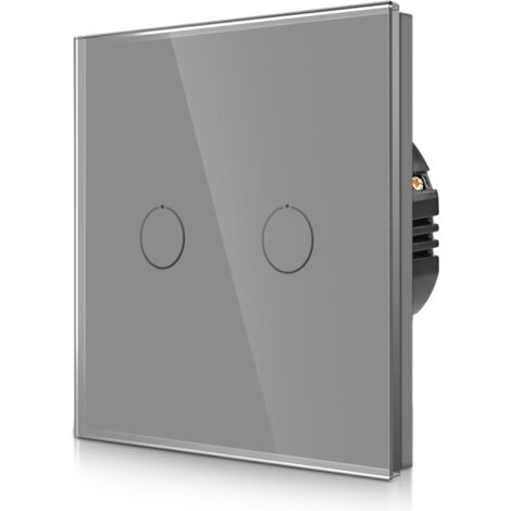 [PRODUIT RECONDITIONNE] CNBINGO Interrupteur à bascule tactile encastré gris - Double va-et-vient avec LED d'état et panneau en verre trempé