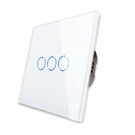 [PRODUIT RECONDITIONNE] CNBINGO Interrupteur tactile triple 3 voies 1 pôle, panneau verre trempé, LED état, sans fil neutre, 240 V AC, 500 W par voie