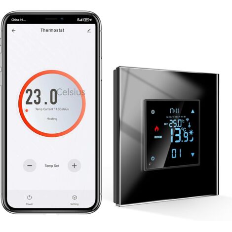 [PRODUIT RECONDITIONNE] CNBINGO Thermostat Intelligent Zigbee Wi-Fi 2,4G Encastré avec Écran Tactile en Verre Cristal - Compatible Alexa, Google Home,