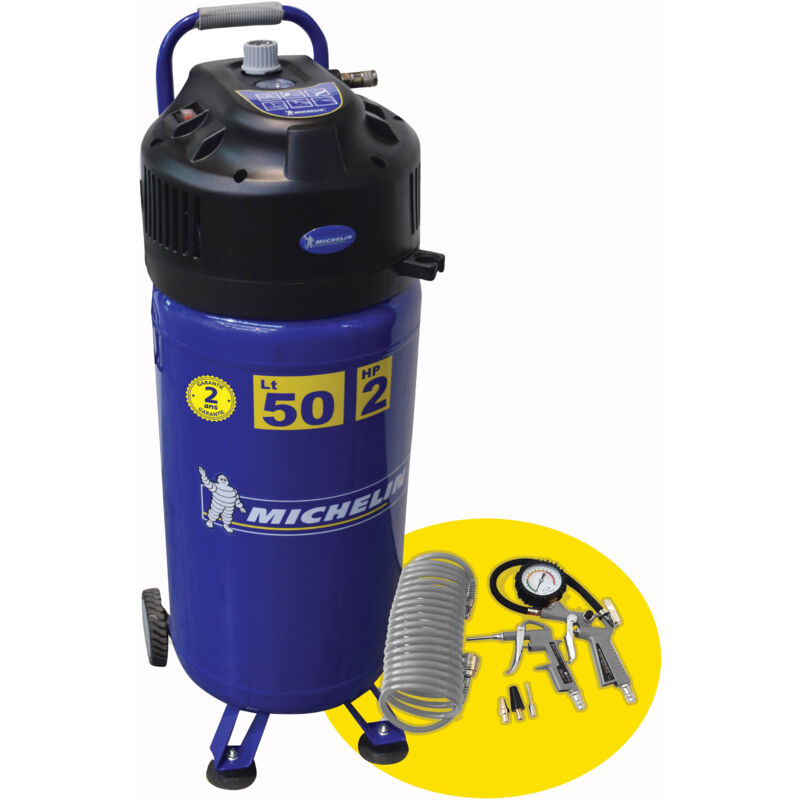 Produit reconditionné] Compresseur Michelin 50 Lt Vertical avec kit accessoires