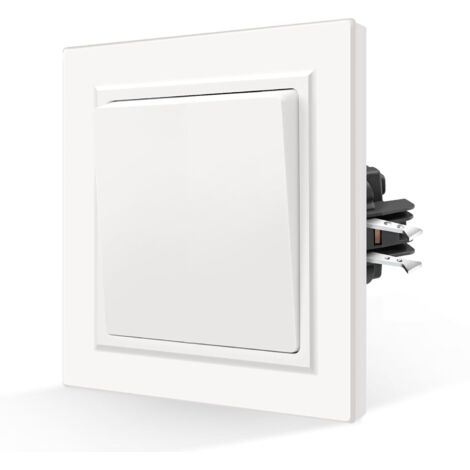[PRODUIT RECONDITIONNE] Interrupteur mural encastré CNBINGO 1 voie avec plaque mate blanche douce au toucher
