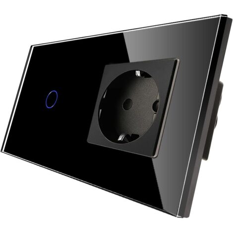 [PRODUIT RECONDITIONNE] Interrupteur tactile gradateur CNBINGO 1 pôle noir en verre trempé avec rétroéclairage LED, 700W, 240V, montage encastré