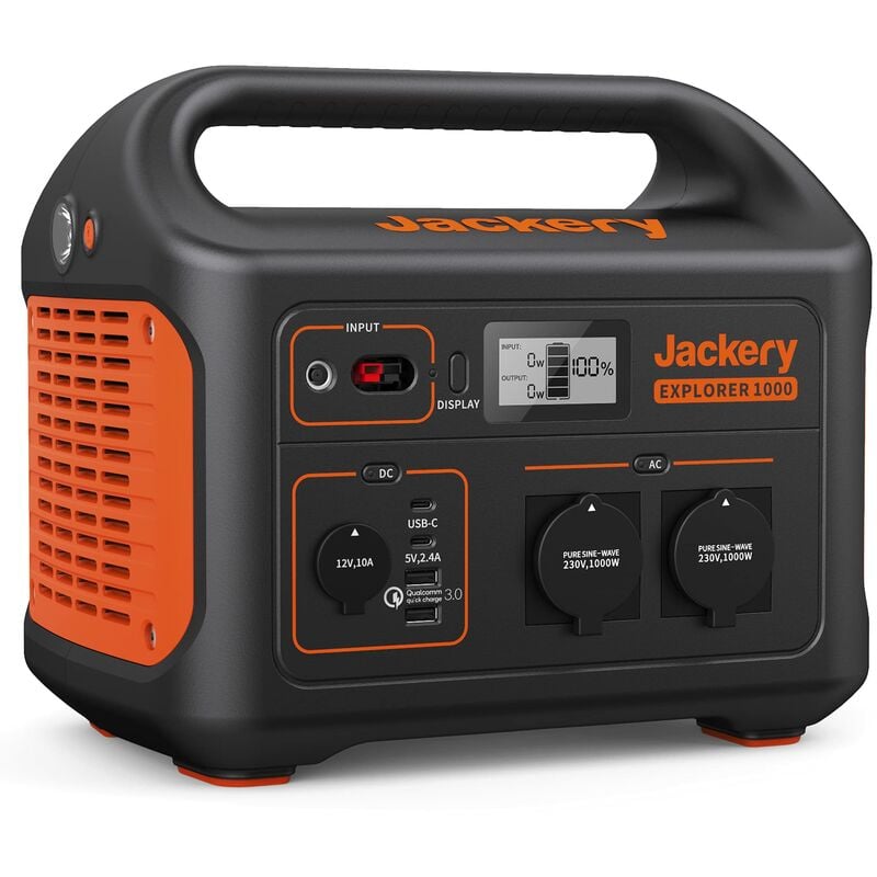[PRODUIT RECONDITIONNE] Jackery Station d'Énergie Portable Explorer 1000, Bloc-batterie Mobile au Lithium et Solaire de 1002Wh, Prises CA 230V/1000W,