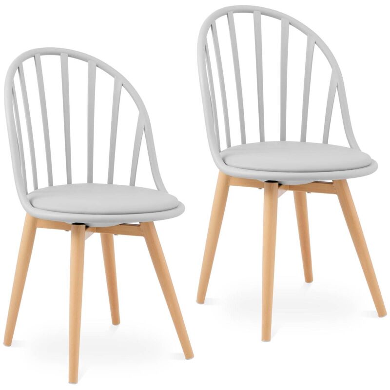 Produit reconditionne] Lot de 2 chaises en plastique Chaise visiteur Pieds en acier 150 kg Gris - Bon état