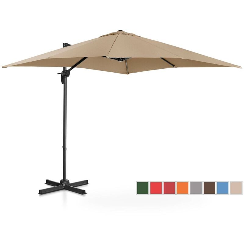 Produit reconditionne] Parasol De Terrasse Déporté Excentré Rond Rotatif Jardin Manivelle Taupe ø 250cm - Bon état