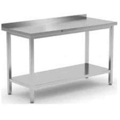 [PRODUIT RECONDITIONNÉ] Table inox - Largeur L (L=1210-1610mm) - Avec étagère basse, Avec dosseret