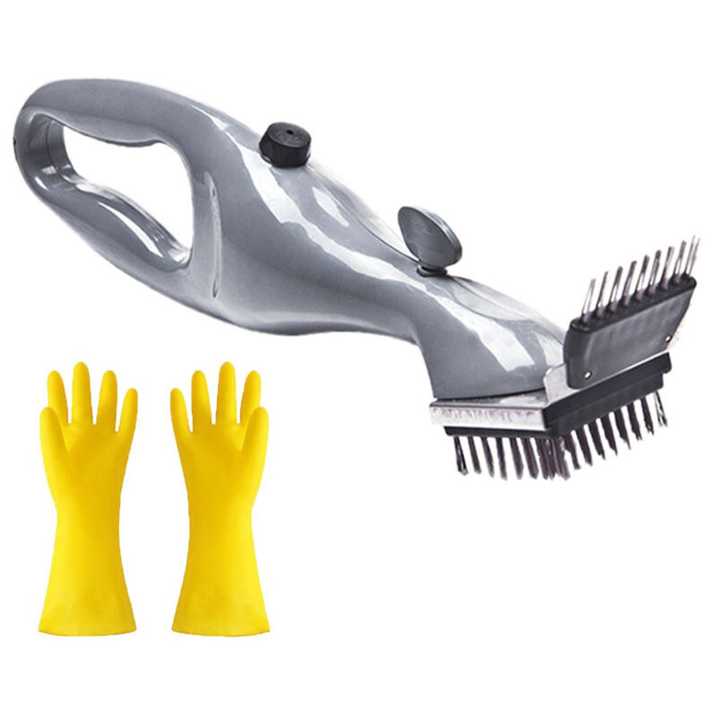 Produits de nettoyage-brosse pour barbecue en acier inoxydable/boîte argentée1 + gants en latex Oxford/épaissie 1 paire1