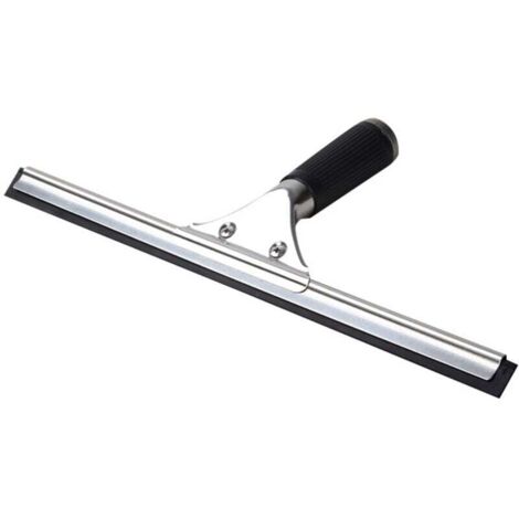 Produits de nettoyage essentiels : raclette de salle de bain, raclette à verre de 25 cm, raclette à vitre professionnelle en acier inoxydable.