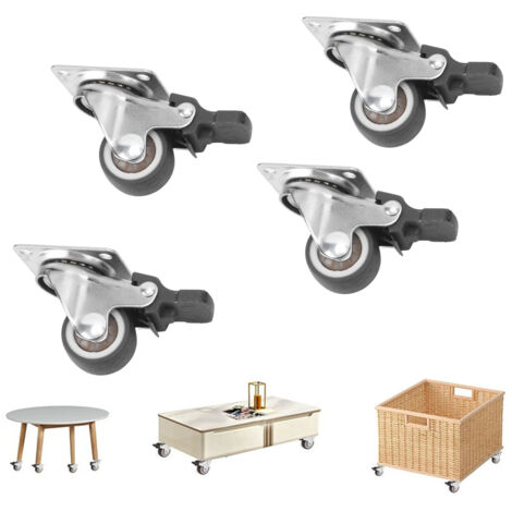 [Produkt] Plattformrolle mit Sicherheitsbremse – 4 x 1-Zoll-Rollen aus Metall und Weichgummi, 360° drehbar + 16 Schrauben für Möbel