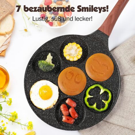 ProduktabmessungenaPancake Pfanne Kinder mit Smiley, 7-Loch Antihaft Crêpe Pfanne