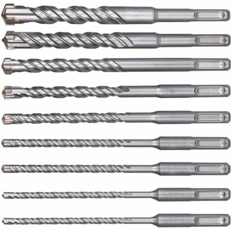 GOTRAYS Produzione di punte per trapano per calcestruzzo - Assortimento di punte per trapano - SDS-plus - 9 pezzi (5 mm 16 mm) Punte per trapano elettrico a percussione Punte a croce SDS-Plus per calcestruzzo