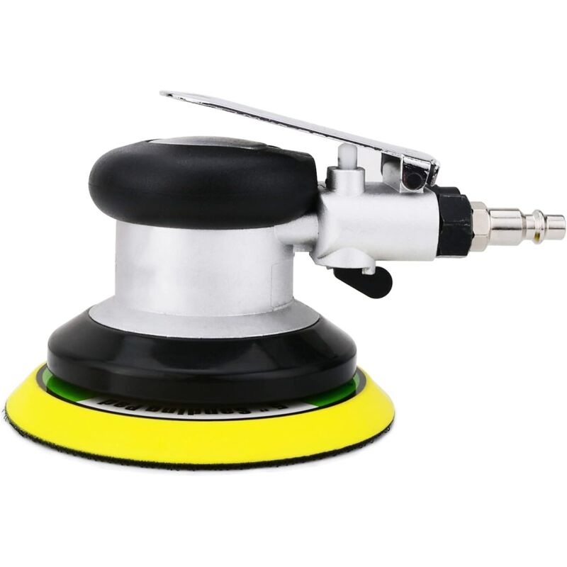 Professional Air-Powered Random Orbital Sander, High-Performance Mini Dual-Action Pneumatic Polisher with 13500 RPM (Silver 125mm)