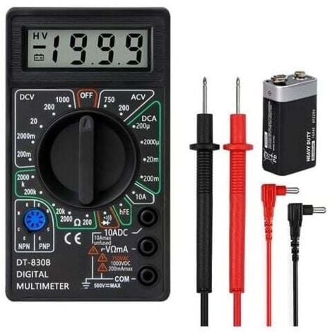 Professional digital multimeter, continuity tester, voltmeter, ammeter, ohmmeter, DC voltage tester, resistance, test leads and mini case MUMU