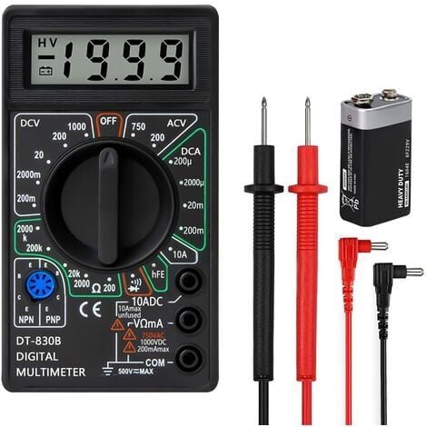 Professional Digital Multimeter, Polymeter for Measuring Continuity, Voltmeter Ammeter Ohmmeter DC Voltage Tester, Resistance, Test Leads and Mini Cases