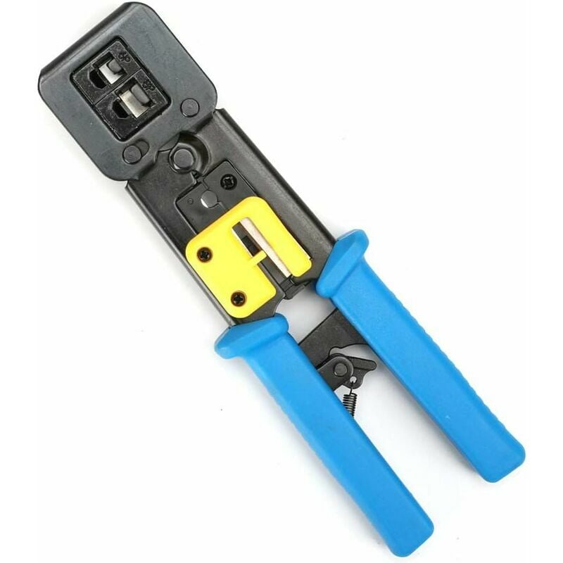 Hoopzi - Professional ez Pass Through Crimp Tool - Ratchet Crimper - Wire Stripper for Old Internet Connectors