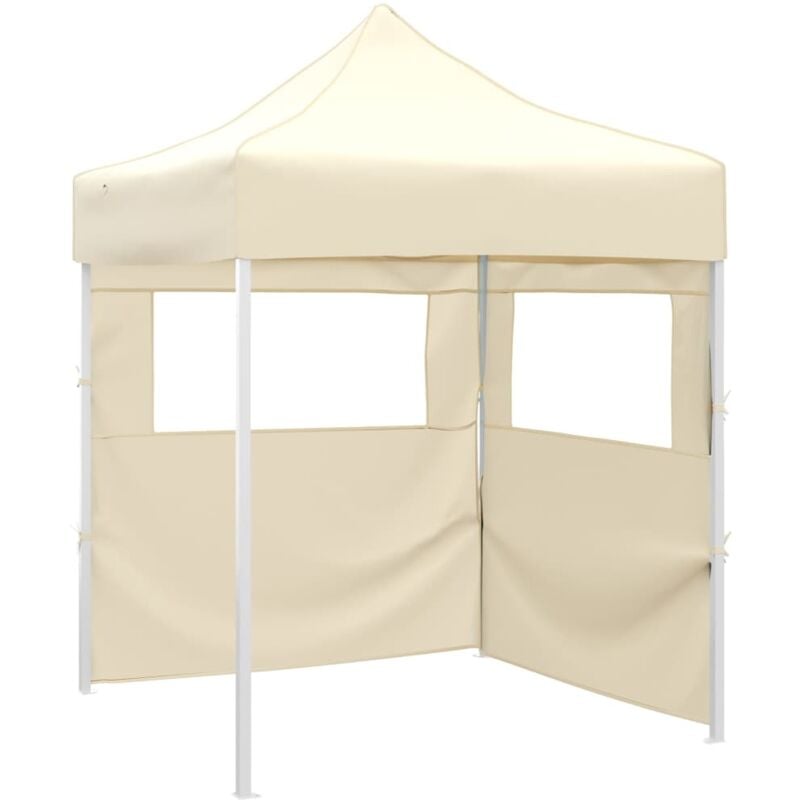 Professional Folding Party Tent with 2 Sidewalls 2x2 m Steel Cream Vidaxl