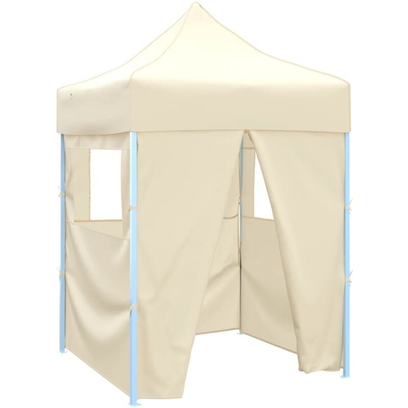 Professional Folding Party Tent with 4 Sidewalls 2x2 m Steel Cream Vidaxl